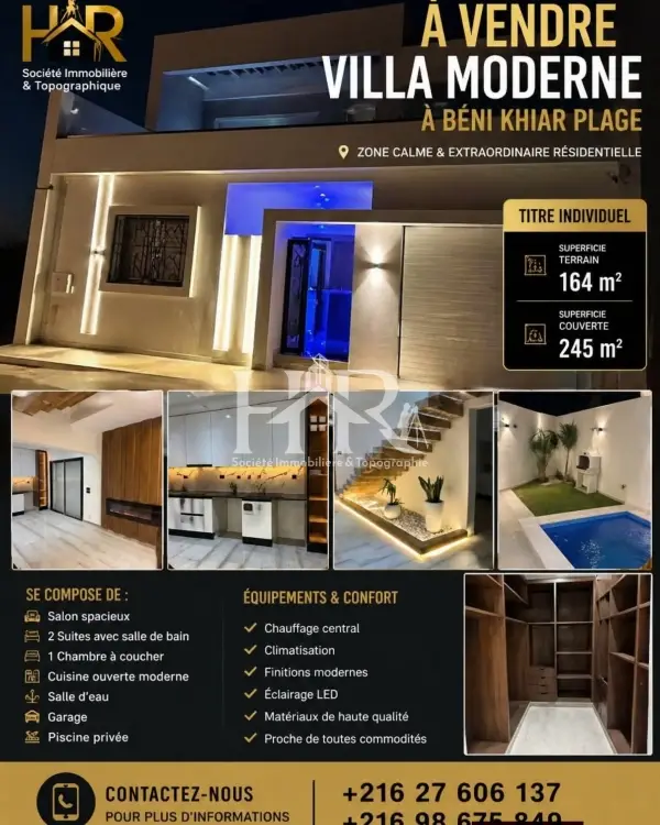 Villa ???? luxueuse à vendre à béni khiar plage
